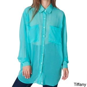 [American Apparel] Chiffon Over sized Button Up